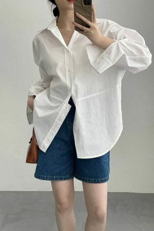 Oversized Irregular Cut Loose Fit Voluminous Sleeve Korean Streetwear Shirt