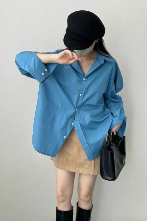 Oversized Irregular Cut Loose Fit Voluminous Sleeve Korean Streetwear Shirt