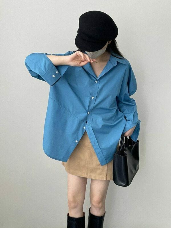 Oversized Irregular Cut Loose Fit Voluminous Sleeve Korean Streetwear Shirt