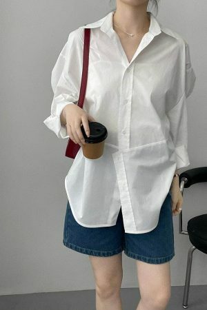 Oversized Irregular Cut Loose Fit Voluminous Sleeve Korean Streetwear Shirt