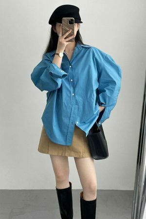 Oversized Irregular Cut Loose Fit Voluminous Sleeve Korean Streetwear Shirt