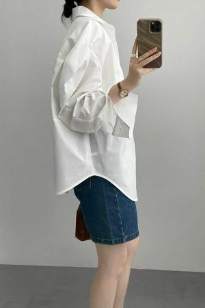 Oversized Irregular Cut Loose Fit Voluminous Sleeve Korean Streetwear Shirt