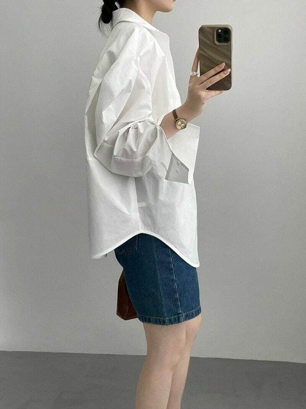 Oversized Irregular Cut Loose Fit Voluminous Sleeve Korean Streetwear Shirt