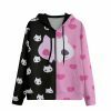 Pastel Goth Skully Cat Zip Up Hoodie - Y2K Aesthetic Streetwear