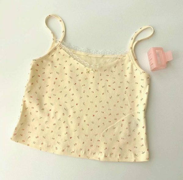 Pastel Y2K Vintage Crop Top, Pink Cami Soft Aesthetic Camisole