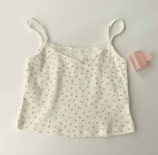 Pastel Y2K Vintage Crop Top, Pink Cami Soft Aesthetic Camisole