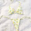 Pastel Yellow Floral Cheeky String Bikini for Women