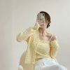 Pastel Yellow Knit Crop Cardigan Set - Y2K Streetwear Aesthetic