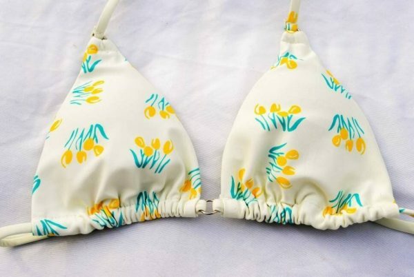 Pastel Yellow String Bikini Top for Y2K Aesthetic Streetwear