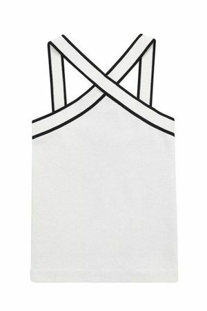 Patchwork Y2K Fairy Crop Top with Sling Elastic Backless Cross V-Neck