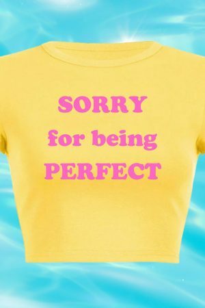 Perfect Baby Funny Slogan Crop Tee Y2K Punk Graphic T-Shirt Slay Girl Top