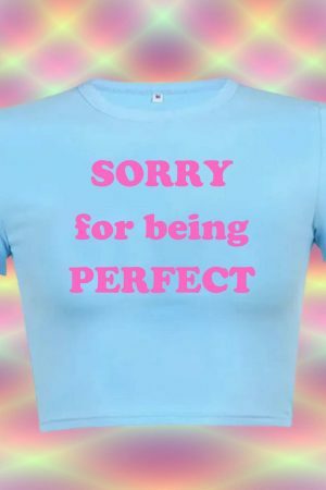 Perfect Baby Funny Slogan Crop Tee Y2K Punk Graphic T-Shirt Slay Girl Top