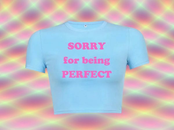 Perfect Baby Funny Slogan Crop Tee Y2K Punk Graphic T-Shirt Slay Girl Top