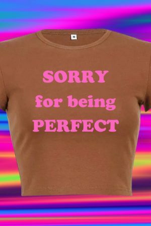 Perfect Baby Funny Slogan Crop Tee Y2K Punk Graphic T-Shirt Slay Girl Top