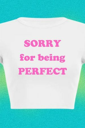 Perfect Baby Funny Slogan Crop Tee Y2K Punk Graphic T-Shirt Slay Girl Top