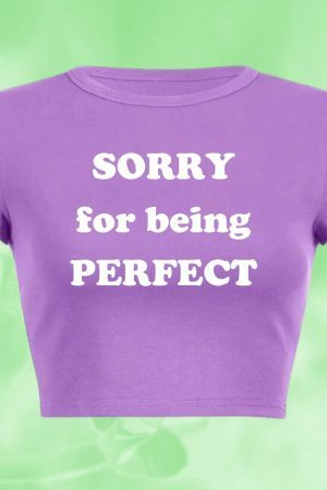 Perfect Baby Funny Slogan Crop Tee Y2K Punk Graphic T-Shirt Slay Girl Top