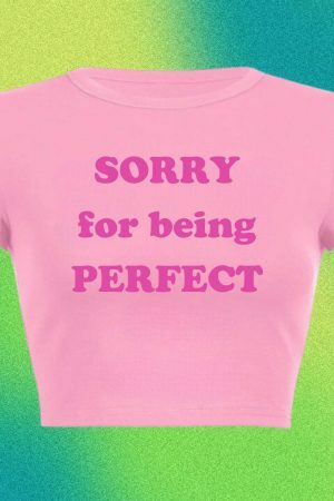 Perfect Baby Funny Slogan Crop Tee Y2K Punk Graphic T-Shirt Slay Girl Top