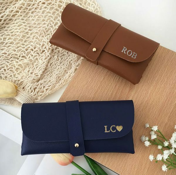 Personalized Leather Glasses Case for Women, Minimalist Eyeglasses Holder, Soft Sunglass Cover