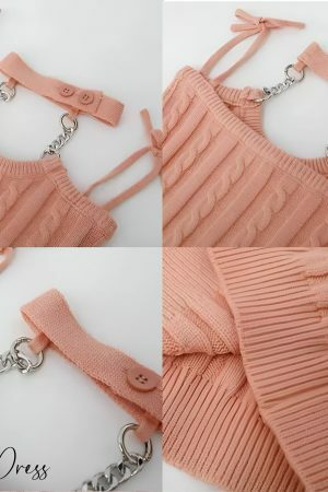 Pink Cable Knit Sweater Dress & Bolero Cardigan Set, Y2K Streetwear Aesthetic