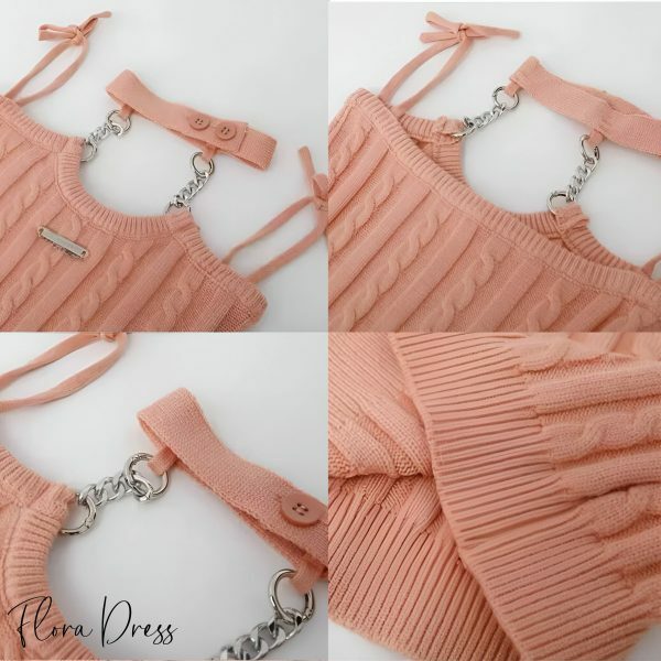 Pink Cable Knit Sweater Dress & Bolero Cardigan Set, Y2K Streetwear Aesthetic