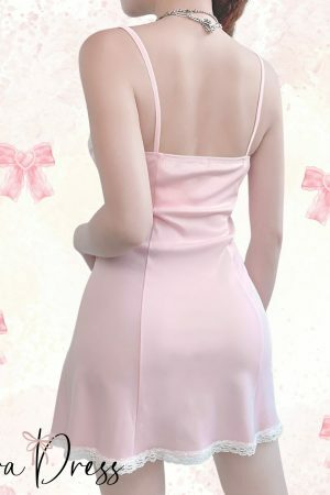 Pink Coquette Lace Mini Dress with Bow | Y2K Romantic Streetwear Aesthetic