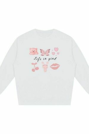 Pink Dollcore Sweater | Y2K Streetwear Aesthetic Sweatshirt