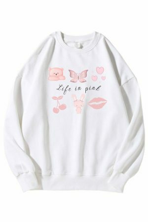 Pink Dollcore Sweater | Y2K Streetwear Aesthetic Sweatshirt