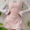 Pink Lace Patchwork Sleeveless Kawaii Streetwear Dress