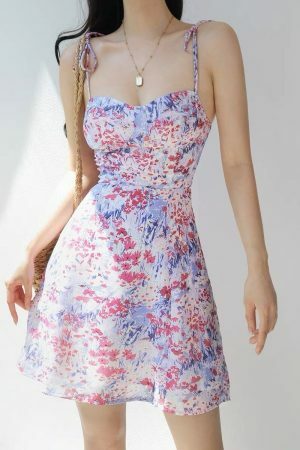 Pink Lilac White Floral Chiffon Mini Dress - Y2K Streetwear Aesthetic