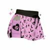 Pink Skull Soft Goth Flowy Y2K Shorts - Spooky Pastel Alt Fashion