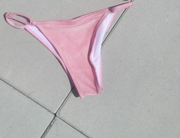 Pink Sparkly Glitter Y2K Streetwear Cheeky Low Rise Bikini Bottom