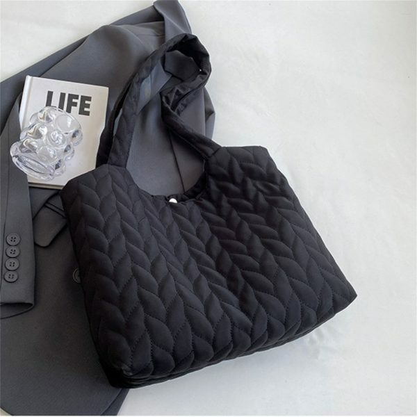 Quilted Oxford Cloth Puffy Shoulder Bag - Y2K Streetwear Aesthetics