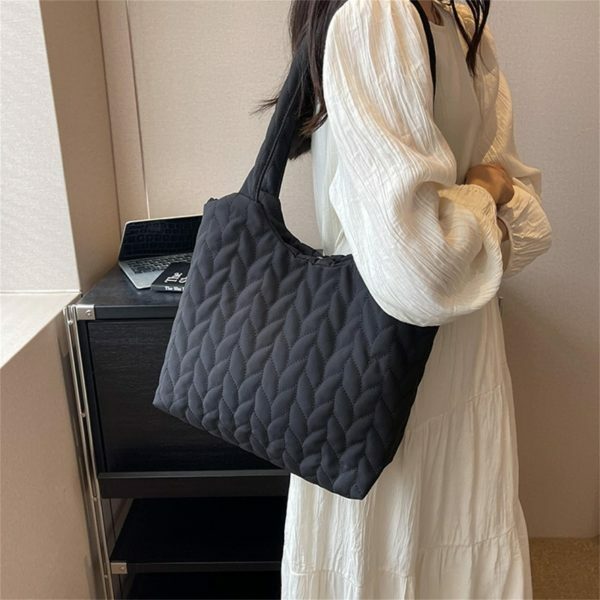 Quilted Oxford Cloth Puffy Shoulder Bag - Y2K Streetwear Aesthetics