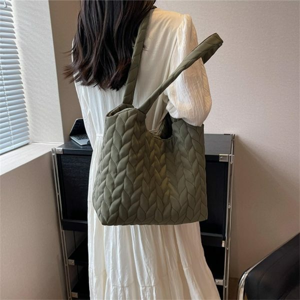 Quilted Oxford Cloth Puffy Shoulder Bag - Y2K Streetwear Aesthetics