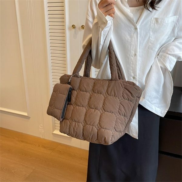 Quilted Y2K Messenger Tote Bag for Her - Fluffy Lightweight Shoulder Underarm Capacity - Christmas Gift