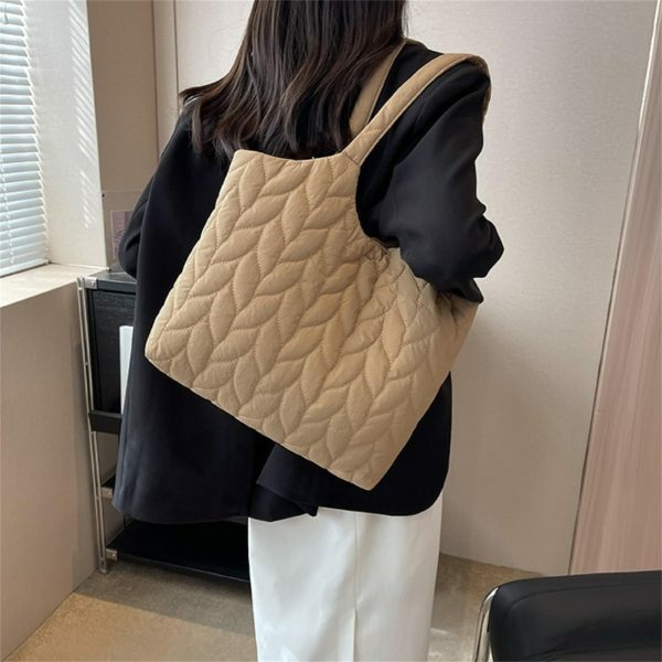 Quilted Y2K Nylon Puffy Messenger Tote - Large Capacity Streetwear Crossbody Bag