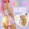 Rainbow Hearts Y2K Streetwear Shorts - Pastel Boho Aesthetic