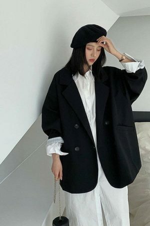 Retro Harajuku Streetwear Blazer - Y2K Fashion Aesthetic