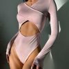 Reversible Y2K Streetwear Bodysuit in Rose Tan