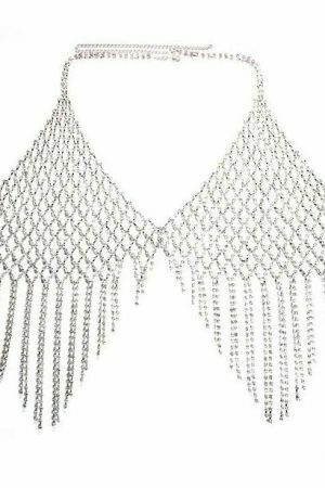 Rhinestone Tassel Bra Chain: Y2K Streetwear Festival Body Jewelry - Crystal Lingerie for Women