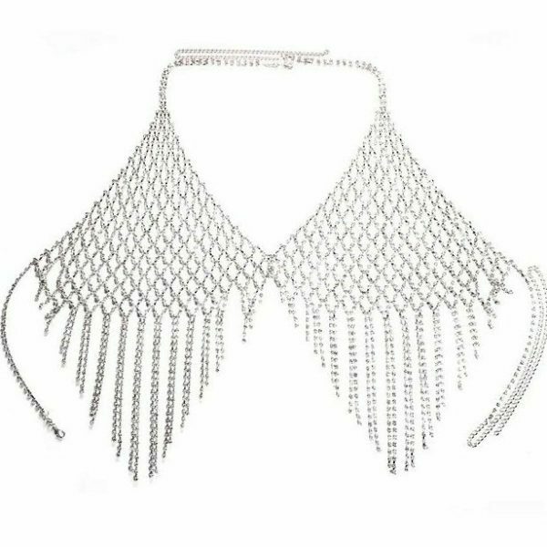 Rhinestone Tassel Bra Chain: Y2K Streetwear Festival Body Jewelry - Crystal Lingerie for Women