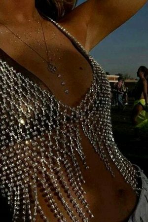 Rhinestone Tassel Bra Chain: Y2K Streetwear Festival Body Jewelry - Crystal Lingerie for Women