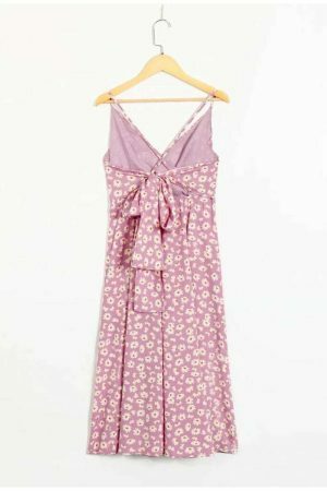 Sage Green Floral V Neck Midi Slip Dress - Y2K Streetwear Aesthetic