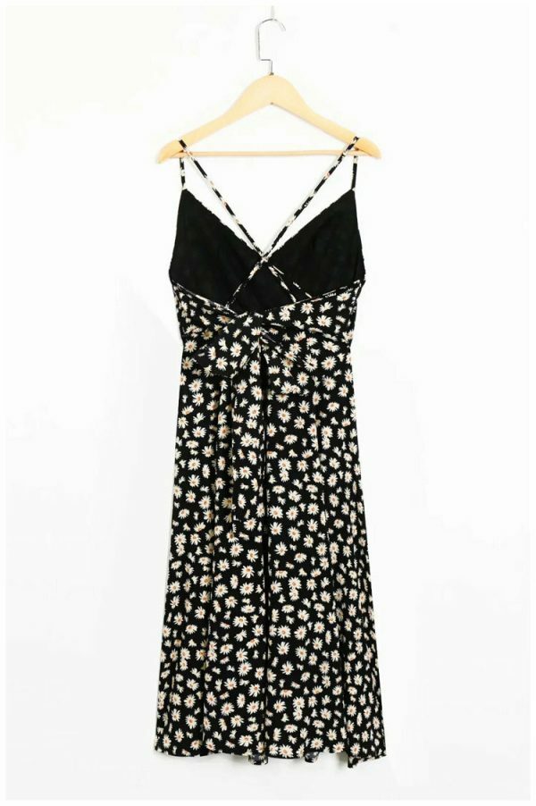 Sage Green Floral V Neck Midi Slip Dress - Y2K Streetwear Aesthetic