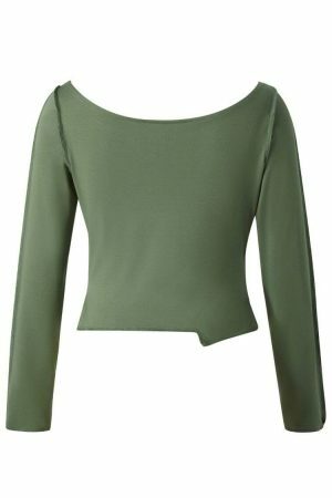 Sage Y2K Ruched Long Sleeve Streetwear Top