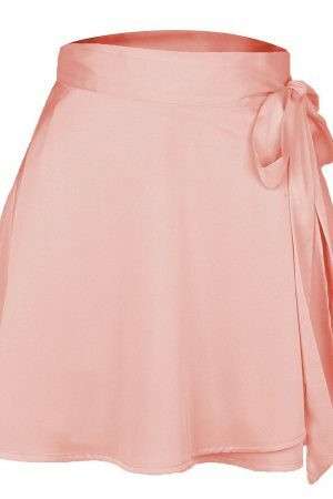 Satin Balletcore Wrap Skirt Y2K Aesthetic Mini Skirt in Pink Ivory Blue Black