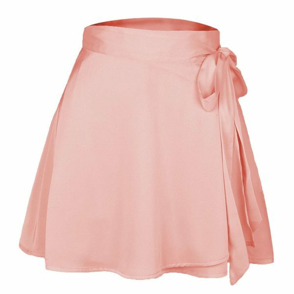 Satin Balletcore Wrap Skirt Y2K Aesthetic Mini Skirt in Pink Ivory Blue Black