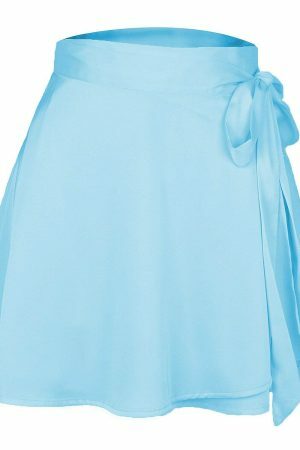 Satin Balletcore Wrap Skirt Y2K Aesthetic Mini Skirt in Pink Ivory Blue Black