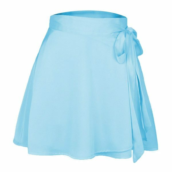 Satin Balletcore Wrap Skirt Y2K Aesthetic Mini Skirt in Pink Ivory Blue Black