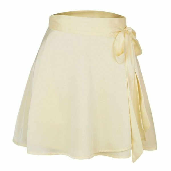 Satin Balletcore Wrap Skirt Y2K Aesthetic Mini Skirt in Pink Ivory Blue Black